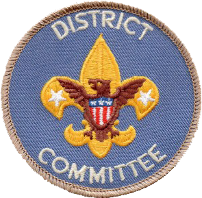 A position patch for the District Committee (silver on blue with tan edging)