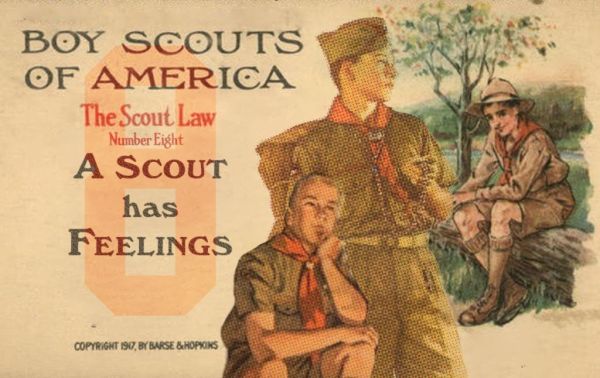 A painting of 3 scouts and the words 
