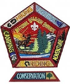 A pentagon shaped award with an additional segment below it