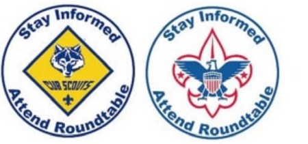 Two circles, one with Cub Scout logo and one with BSA logo. Text 